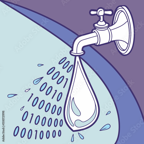 Abstract Data Stream from Liquid Drop vector illustration