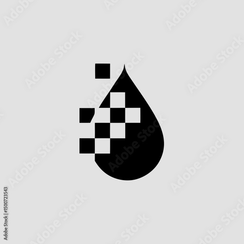 Digital Bits Emerging from Liquid Drop vector illustration