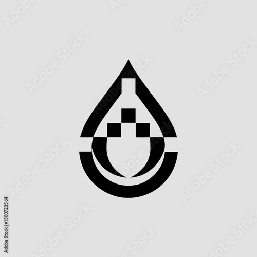 Abstract Flowing Drop to Bits Concept vector illustration