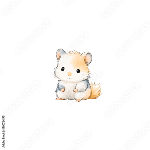 Cute cartoon chibi hamster, painting illustration