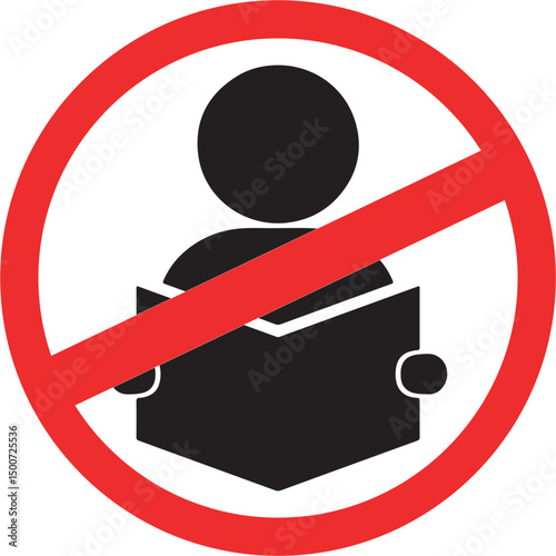 no reading sign isloated on a white background