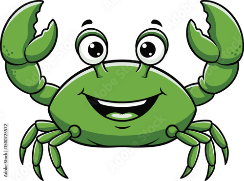 a cute and friendly cartoon crab, detailed, vibrant colors, whimsical, big eyes, smiling, 4k, high resolution, illustration
