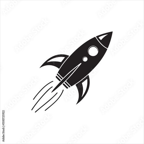 Minimalist Black Rocket Icon