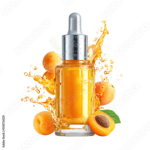 Apricot Seed Oil Serum in Glass Bottle with Splash