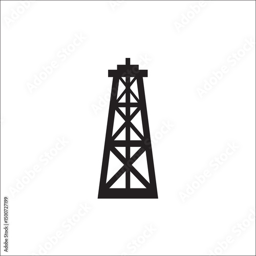 Oil rig - black icon on white background vector illustration for website, mobile application, presentation, infographic. Petroleum gasoline derrick concept sign. Graphic design element.