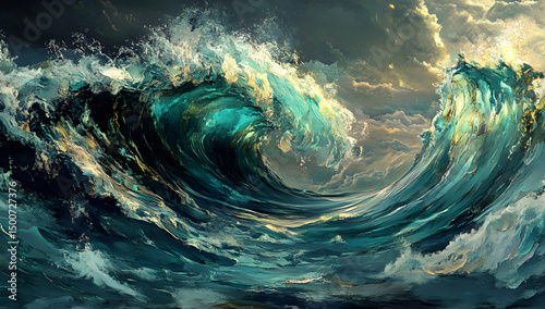 Ocean Waves Crashing Dramatic Seascape