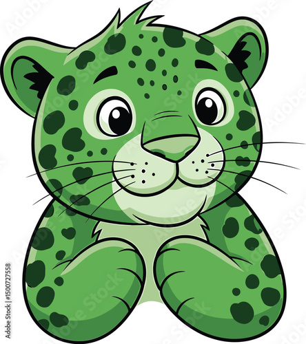 3d render, adorable cute green leopard plush toy, large expressive eyes, soft cuddly texture, photorealistic, ultra detailed, highly realistic, 4k, studio lighting
