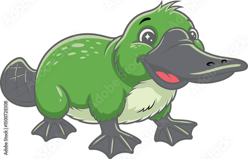 cartoon,cute green amphibian creature,comical character expression,detailed digital art,vibrant colors,high quality,photorealistic
