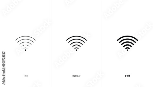 Set of wifi icon. wireless internet. thin, regular and bold line icons. rss icon. free wifi sign. wi-fi network. signal sign and symbol. vector icon