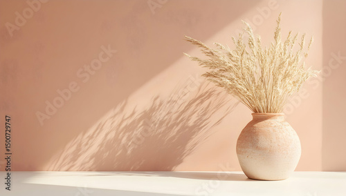 Dried flowers in terracotta vase