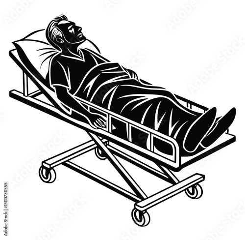 Patient Resting on Hospital Bed – Medical Emergency Vector