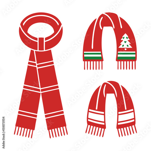 Flat Fashion Scarf Vector Illustration – Shawl and Pashmina Set

