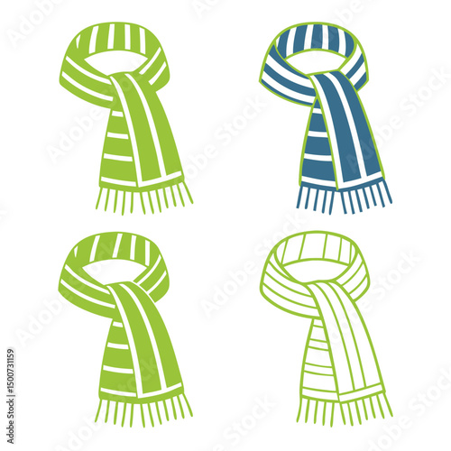 Flat Fashion Scarf Vector Illustration – Shawl and Pashmina Set

