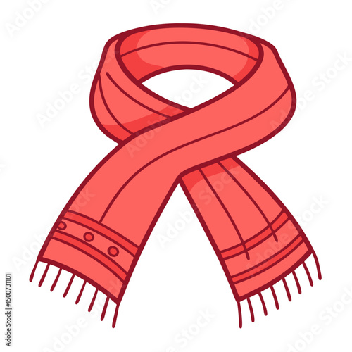 Simple Illustration of Red fashion scarf Stylish Accessories


