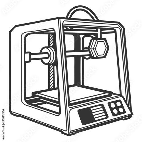 3D Printer Outline – Additive Manufacturing Vector