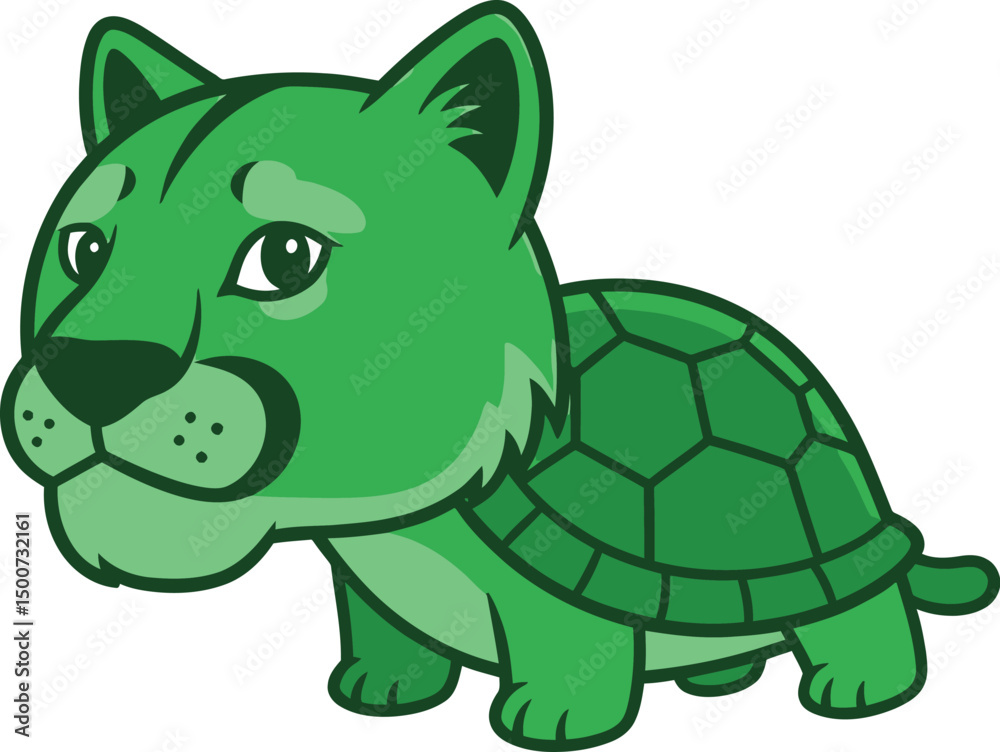 Obraz premium green turtle cat, realistic animal pet portrait, high definition, 4k, hyper detailed, cute, photorealistic, intricate, digital art 