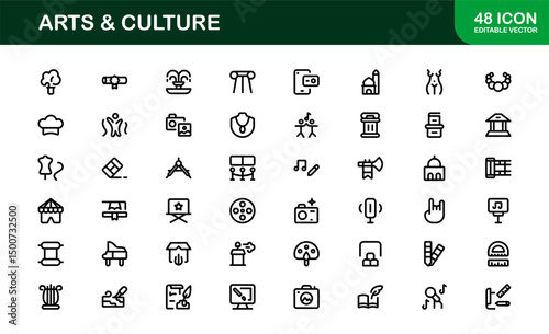 Creative Arts and Culture Icons. Modern Vector Illustrations for Designers and Artists