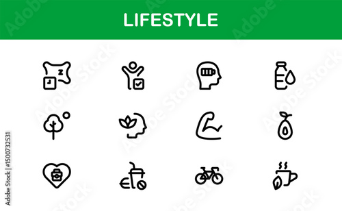 Lifestyle Icon Collection. Clean Line Art for Health, Fitness, Travel, and Personal Growth Themes