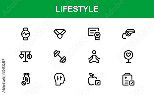 Lifestyle Icon Collection. Clean Line Art for Health, Fitness, Travel, and Personal Growth Themes