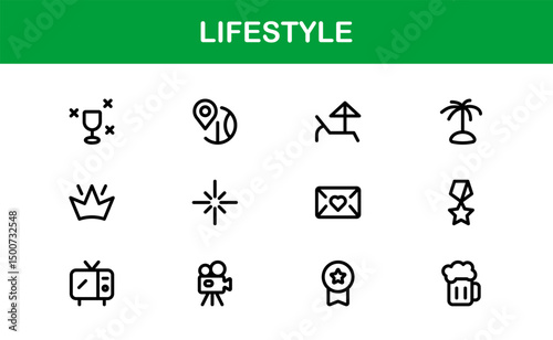 Lifestyle Icon Collection. Clean Line Art for Health, Fitness, Travel, and Personal Growth Themes