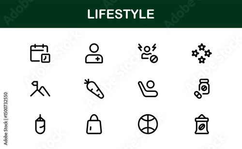 Lifestyle Icon Collection. Clean Line Art for Health, Fitness, Travel, and Personal Growth Themes