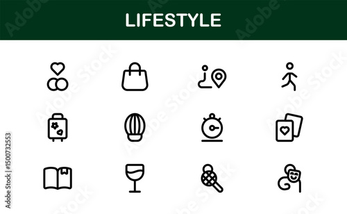 Lifestyle Icon Collection. Clean Line Art for Health, Fitness, Travel, and Personal Growth Themes