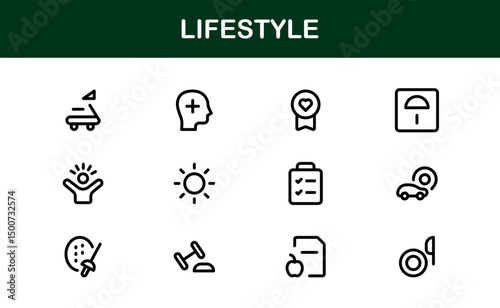 Lifestyle Icon Collection. Clean Line Art for Health, Fitness, Travel, and Personal Growth Themes