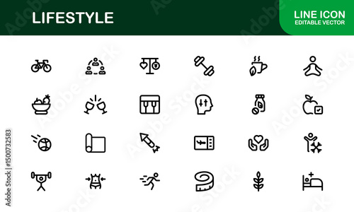 Lifestyle Icon Collection. Clean Line Art for Health, Fitness, Travel, and Personal Growth Themes
