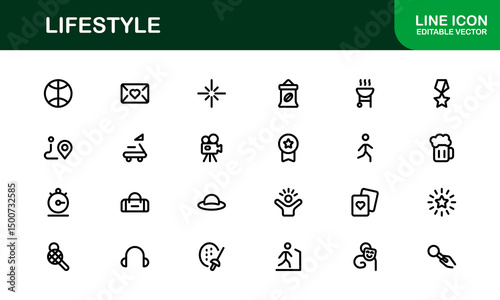 Lifestyle Icon Collection. Clean Line Art for Health, Fitness, Travel, and Personal Growth Themes