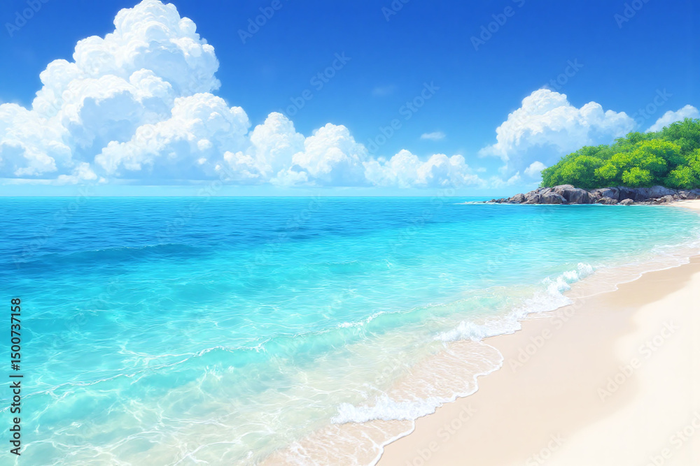 sandy beach with a small island in the distance sandy beach with a small island in the distance