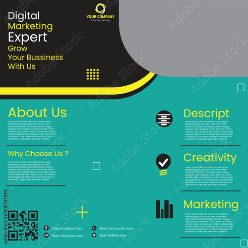 grow your business with us digital marketing agency social media poster design vector templates