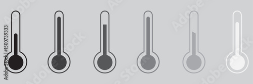 Thermometer icon. Temperature thermometer icon collection. Weather thermometer icon or sign. Stock vector