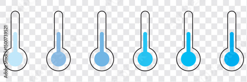 Thermometer icon. Temperature thermometer icon collection. Weather thermometer icon or sign. Stock vector