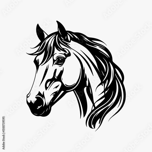 Wallpaper Mural Horse's head silhouette vector illustration 3d. Torontodigital.ca
