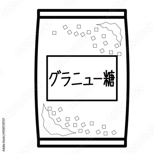 袋に入ったグラニュー糖のシンプルなイラスト