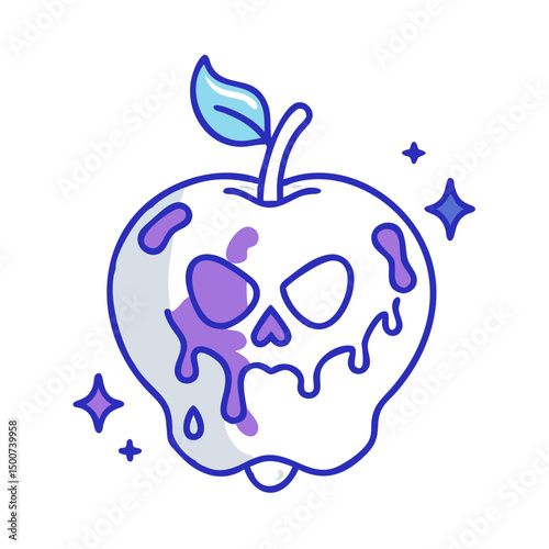 Magical Poison Apple icon ,  cursed fruit witch apple
 Fairytale Style Vector

