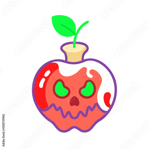 Magical Poison Apple icon ,  cursed fruit witch apple
 Fairytale Style Vector

