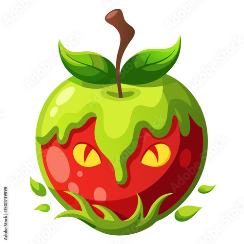 Magical Poison Apple icon ,  cursed fruit witch apple
 Fairytale Style Vector

