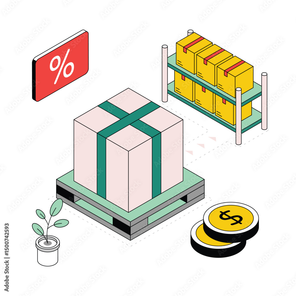 Parcel Packaging Isometric Style Illustration. EPS 10 FIle Parcel Packaging Isometric Style Illustration. EPS 10 FIle