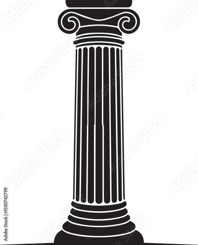 Ancient Column Silhouette Vector | Historic Black Vector Art Illustration for Architecture