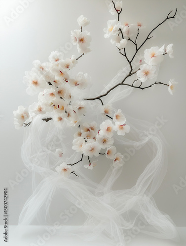 elegant ikebana arrangement, which is a traditional Japanese art form of flower arranging. 