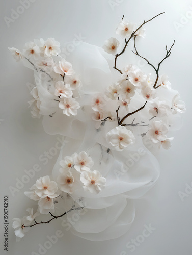 elegant ikebana arrangement, which is a traditional Japanese art form of flower arranging. 
