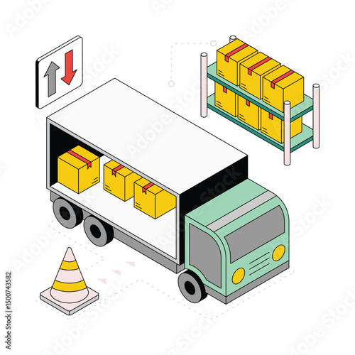24 Hr Delivery Services Isometric Style Illustration. EPS 10 File