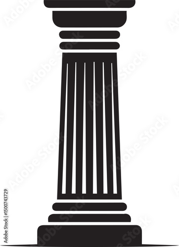 Ancient Column Silhouette Vector | Historic Black Vector Art Illustration for Architecture