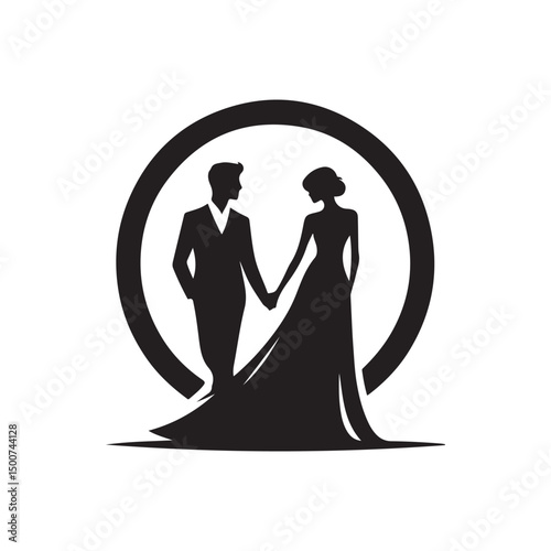 couple vector silhouette clip art logo illustration. Dating, Wedding, and Romantic Scenes. Romantic Couples Silhouette Set for Wedding Invitations & Love Themes.