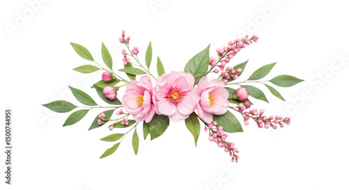 Pink Camellias Floral Decoration on Transparent Backdrop