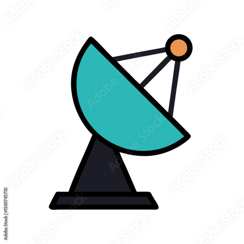 Simple Satellite Dish antenna icon Vector Illustration 