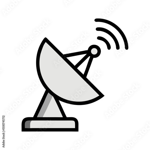 Simple Satellite Dish antenna icon Vector Illustration 