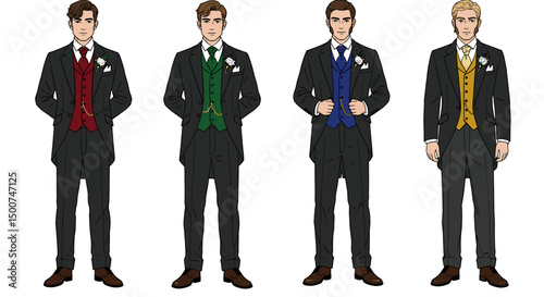 Formal suits different color waistcoats
