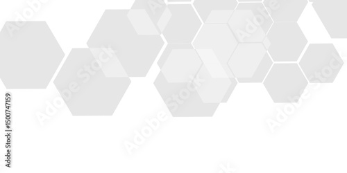 modern abstract background featuring overlapping white and gray hexagons, 3d effect pattern with shadow seamless texture background. Use for book, poster, flyer, website vector illustration.